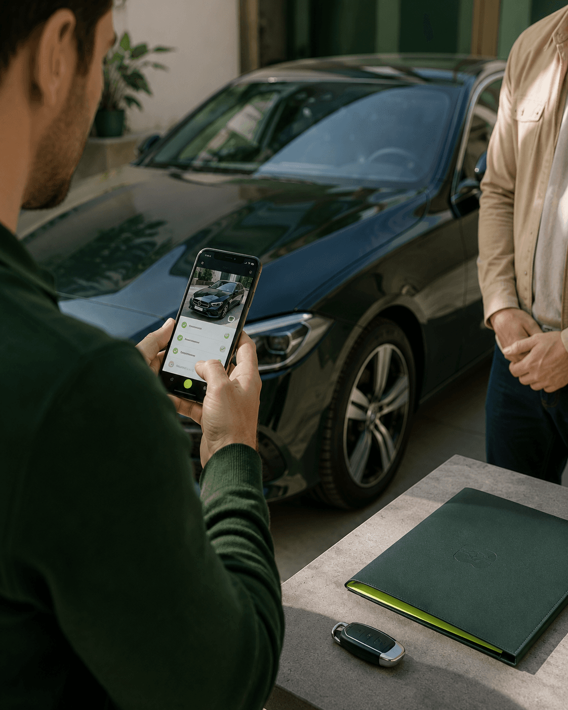 Fiksuokite kartu, kol automobilis dar vietoje